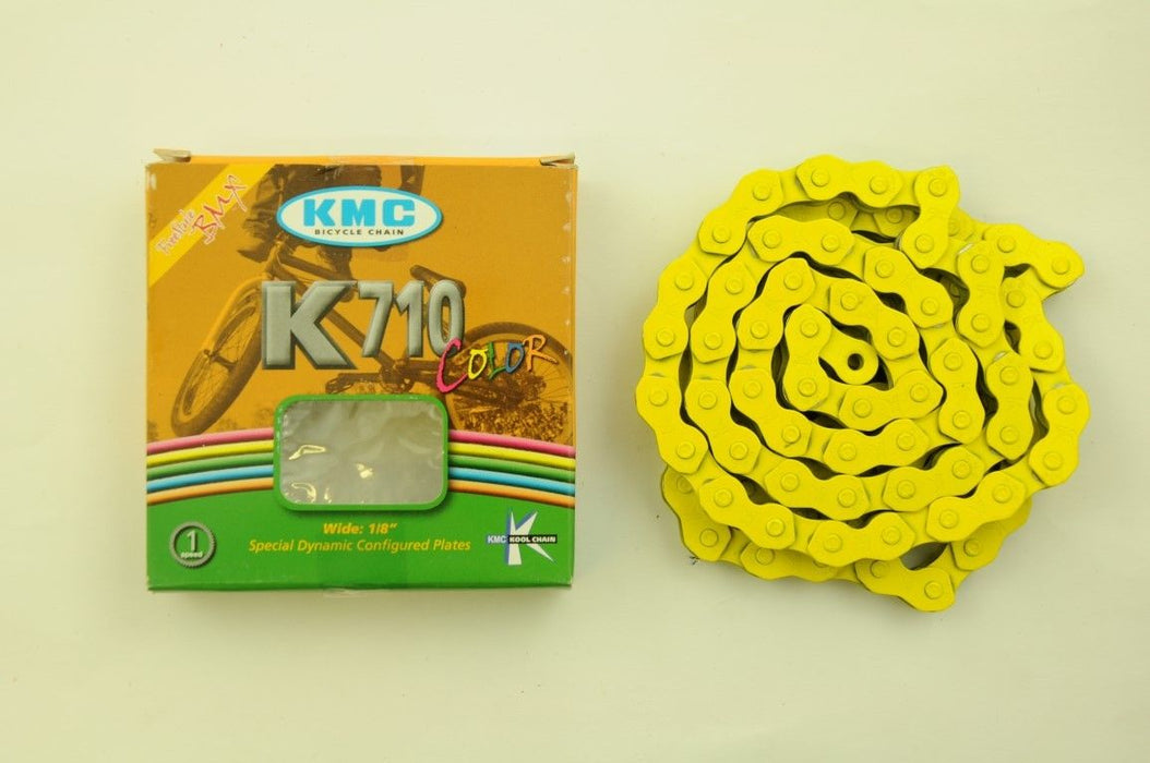 YELLOW HIGH QUALITY CHAIN KMC KOOL K710 BMX-FIXIE CHAIN 1-2" x 1-8" SALE 66% OFF