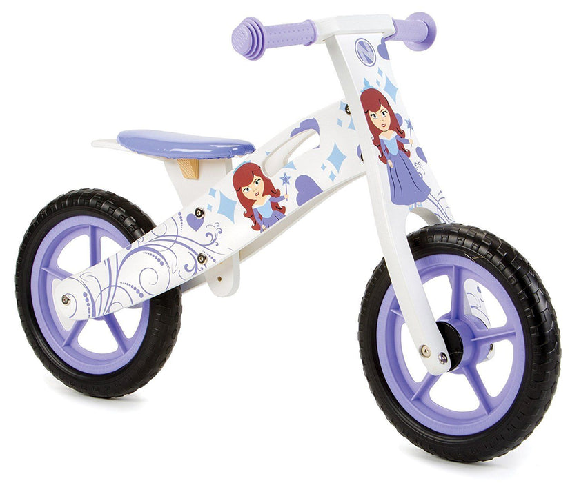 PRINCESS GIRLS BALANCE BIKE,TOP QUALITY WOODEN PURPLE GIRLIE KIDS LEARNING CYCLE