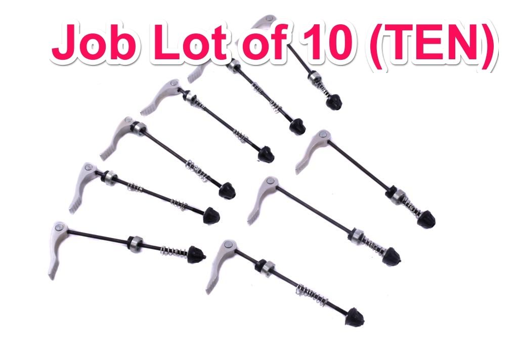 WHOLESALE JOB LOT 10 FRONT QUICK RELEASE BIKE AXLE SKEWERS 145mm BARGAIN SILVER