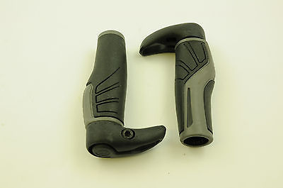 PAIR HERRMANS ADRENALIN LOCK ON BIKE HANDLEBAR GRIPS BLACK & GREY SALE 70% OFF