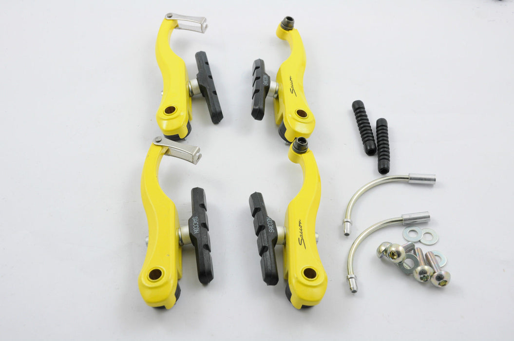 LONG ARM YELLOW V BRAKES BRAKE ARMS MTB BIKE BRAKE BOSSES FRONT AND REAR SACCON