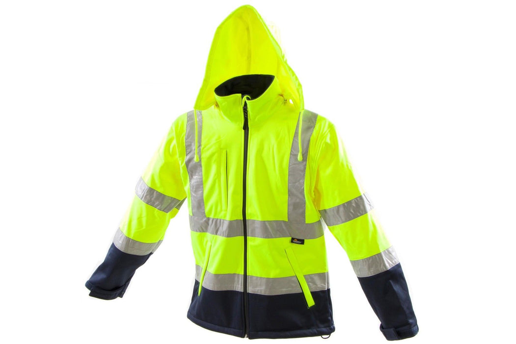 Fluorescent Fleece Coat Jacket Hi-viz With Hood Workwear Reflective Yellow-blue