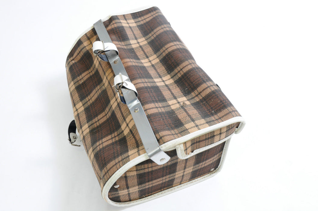 RARE 70’s BRITISH MADE LARGE 13” RACING BIKE SADDLEBAG TARTAN NEW OLD STOCK NOS