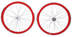 PAIR 700c 622-13 FLIP FLOP FIXIE WHEELS,NOVATEC SEALED HUBS DEEP WALL RIMS RED - Bankrupt Bike Parts