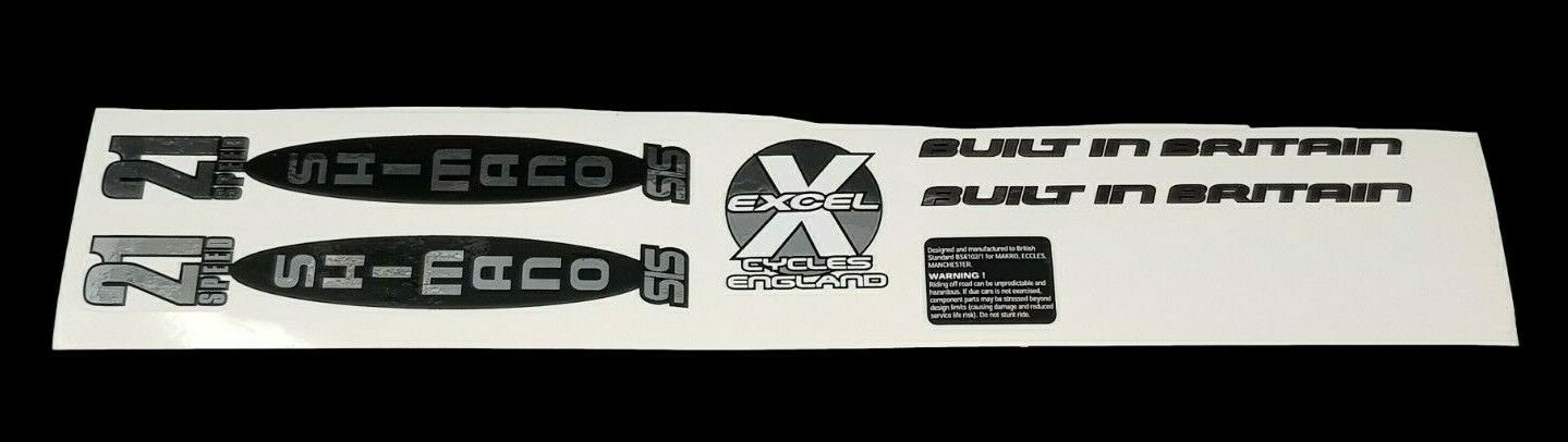 BIKE FRAME DECAL SHEET 21 SPEED SHIMANO SILVER STICKER SET NEW