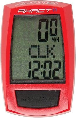 GIANT AXACT 11 FUNCTION WATERPROOF LCD BIKE COMPUTER CYCLE SPEEDOMETER RED - Bankrupt Bike Parts