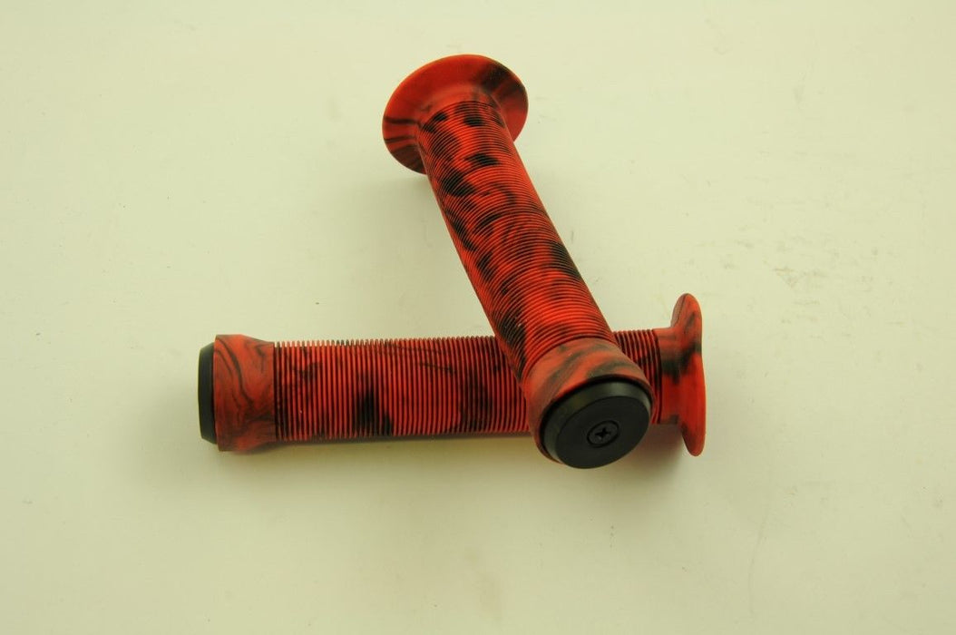 RED BLACK HANDLEBAR GRIPS BMX, MTB, DOWNHILL, SCOOTERS DARK RIDE 130mm LONG