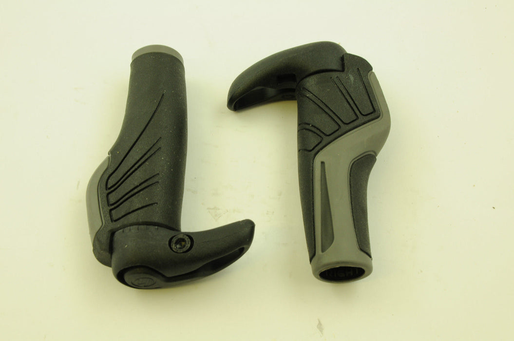 PAIR HERRMANS ENDORFIN LOCK ON BIKE HANDLEBAR GRIPS BLACK & GREY SALE 70% OFF