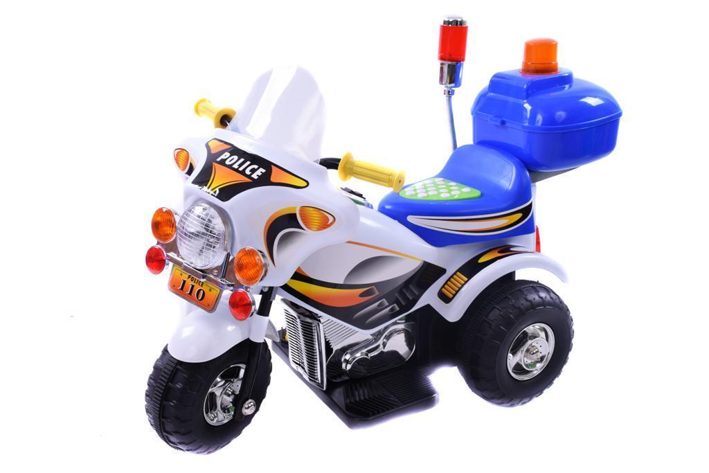 ELECTRIC KIDDIES RIDE ON 3 WHEEL POLICE MOTORCYCLE 20watt  BATTERY MOTOR WHITE