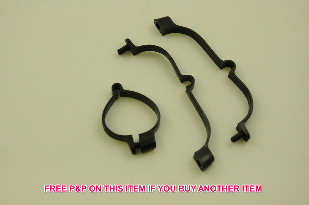 SET OF THREE 1" (25.4mm) BLACK BIKE BRAKE CABLE CLIPS GENUINE 80’s MADE NOS