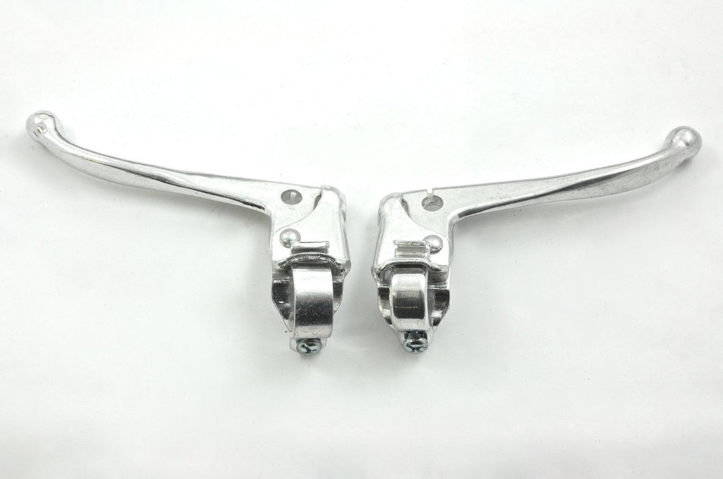 PAIR TRADITIONAL BIKE BRAKE LEVERS POLISHED ALLOY FOR BICYCLE CABLE BRAKES NOS