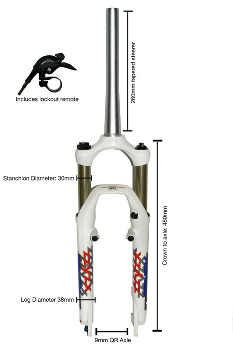 RST First Platinum 26" MTB Tapered Air Fork - 100mm Travel - Remote Lockout