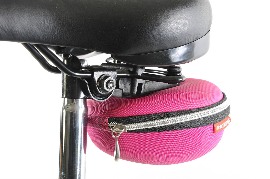 LDS BIKE PINK SADDLE BAG PROPER GIRLIE CLAMSHELL TYPE CLIP ON-OFF QUICK RELEASE