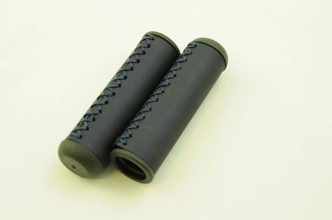 PAIR OF DARK BLUE “HAND STITCH” LOOK 90mm BIKE CYCLE BICYCLE HANDLEBAR GRIPS