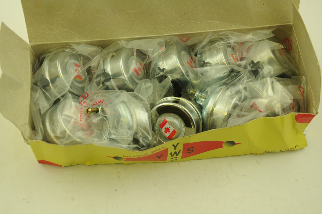 WHOLESALE JOB LOT TEN (10) CANADIAN FLAG 55mm CHROME BELL LOUD 'RINGER' SOUND