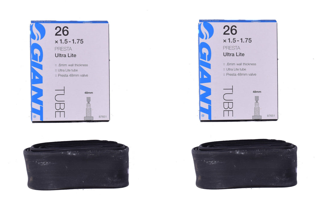 PAIR GIANT ULTRA LITE INNER TUBES 26 x 1.5-1.75 PRESTA-FRENCH VALVE HP 48mm VALV