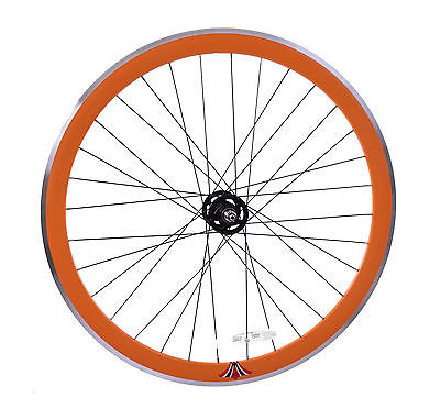 PAIR 700c 622-13 FLIP FLOP FIXIE WHEELS,NOVATEC SEALED HUB DEEP WALL RIMS ORANGE - Bankrupt Bike Parts