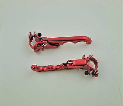 OLD SCHOOL BMX -BURNER DIA COMPE TECH 2 TYPE ALLOY BRAKE LEVER ANODISED RED NOS