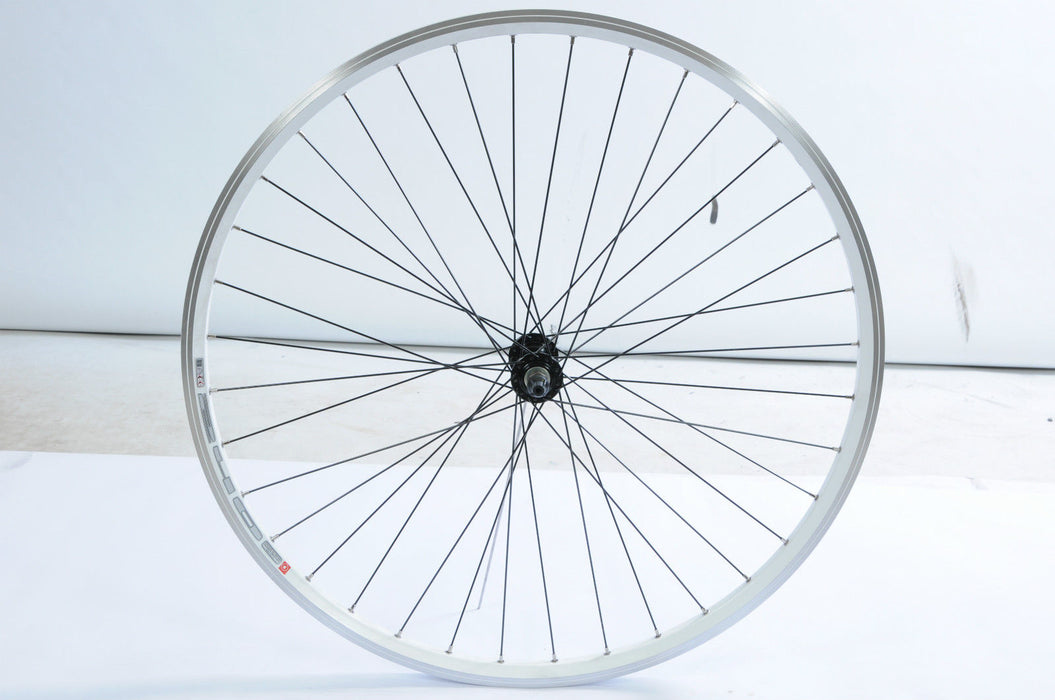 29”ER FRONT WHEEL 700c 28”(622x19c) XC HYBRID WHITE DOUBLE WALL RIM, BLACK SPOKE