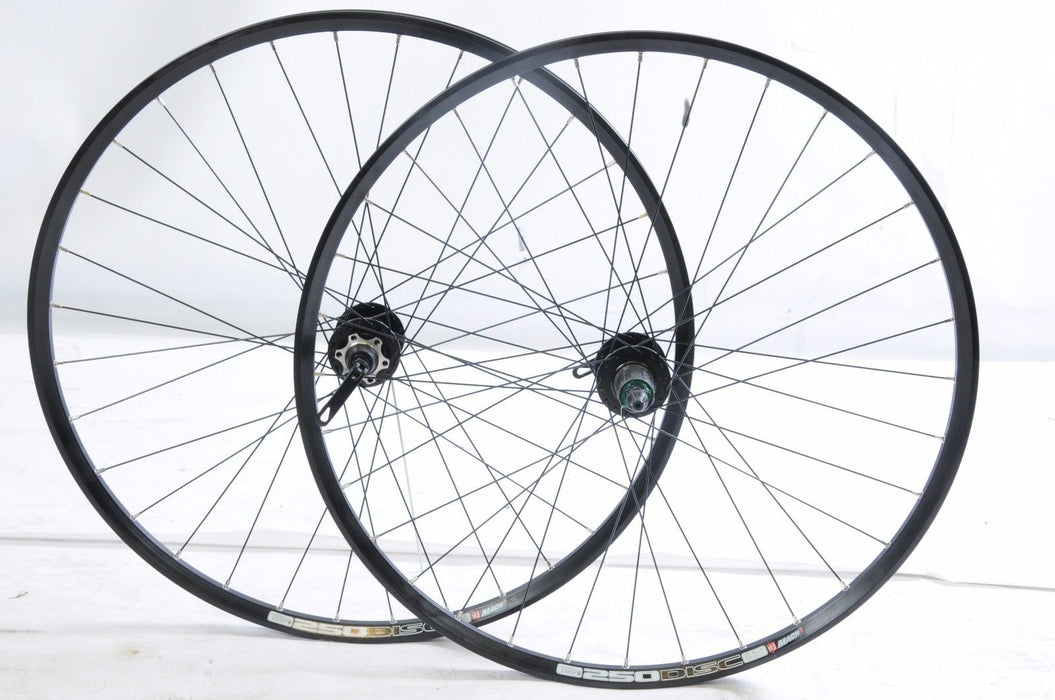 700c WHEELS 622 x19 DISC HUB 8-9 CASSETTE TREKKING HYBRID DUAL WALL BLACK RIMS