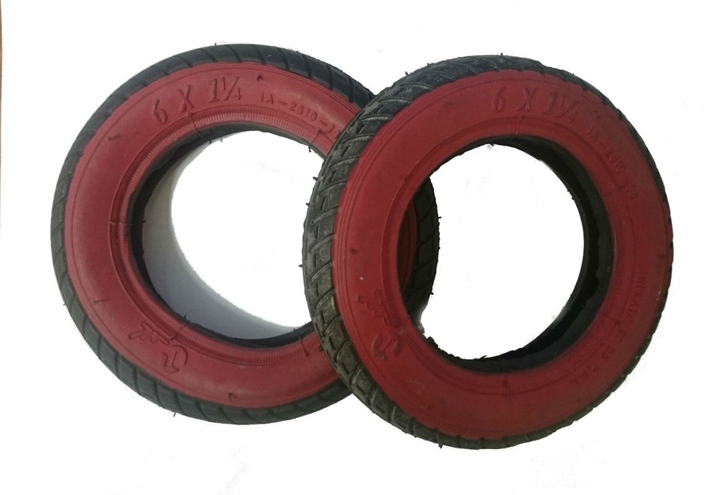 PAIR 6 x 1 1-4" BLACK TYRES TO SUIT MINI SCOOTERS,ELECTRIC TOYS & PROJECTS LAST