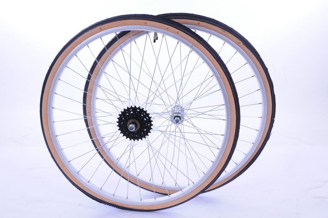 26x1 3-8 MULTI SPEED WHEEL SET WITH TYRES,TUBES & FREEWHEEL SUIT 26x1 1-4 BIKES