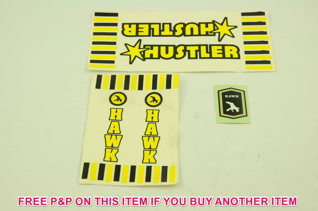 OLD SCHOOL HAWK HUSTLER BIKE TRANSFER-DECAL SET GENUINE 80’s MADE NEW OLD STOCK