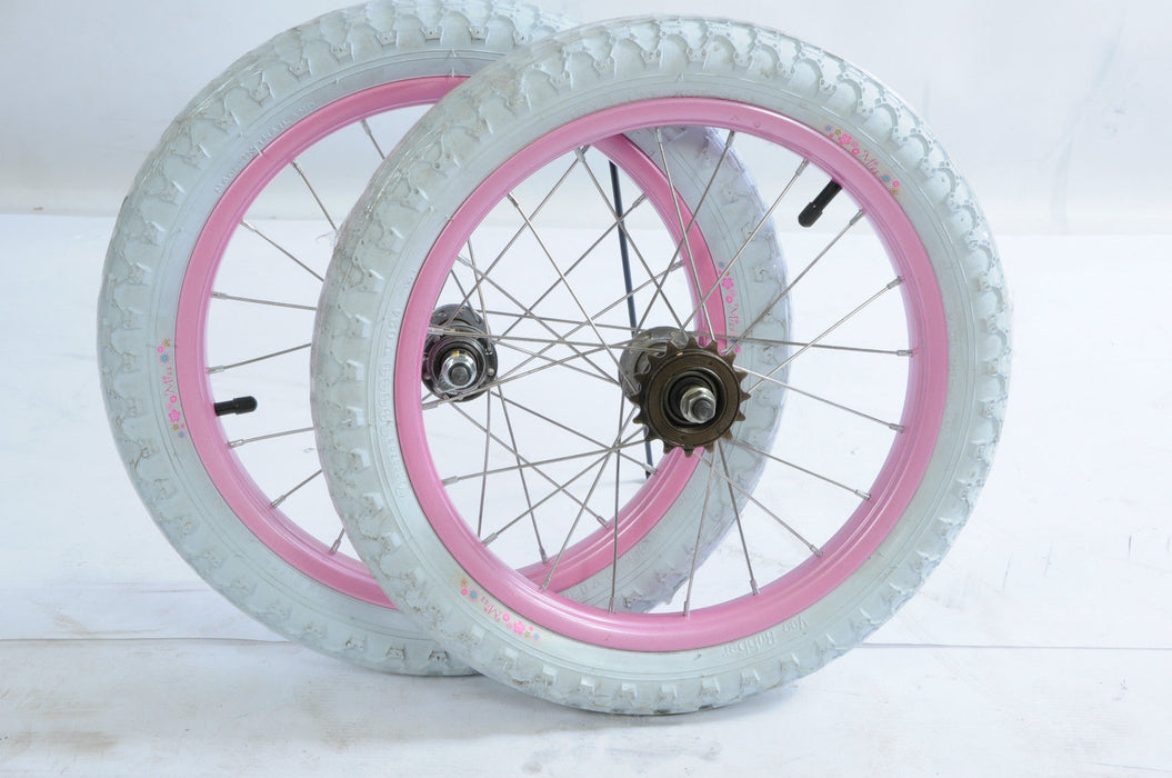 PAIR RALEIGH MISS 16 WHEELS PINK WHEEL SET SUIT OTHER 16” CHILDS KIDDIES BIKES N