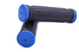 HERRMANS 120mm MTB-ALL BIKE HANDLEBAR GRIPS QUALITY SOFT BLACK BLUE ENDS - Bankrupt Bike Parts