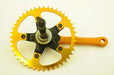 OLD SCHOOL BMX 80's GOLD TRACER COTTERLESS 44T ALLOY CHAINWHEEL & SR AXLE NOS - Bankrupt Bike Parts