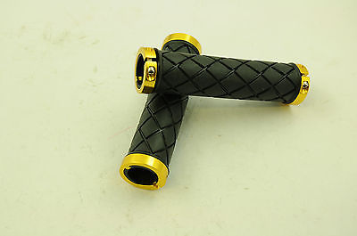 HERRMANS CUADRO DOUBLE LOCK-ON MTB BIKE HANDLEBAR GRIPS BLK-GOLD –50% OFF RRP