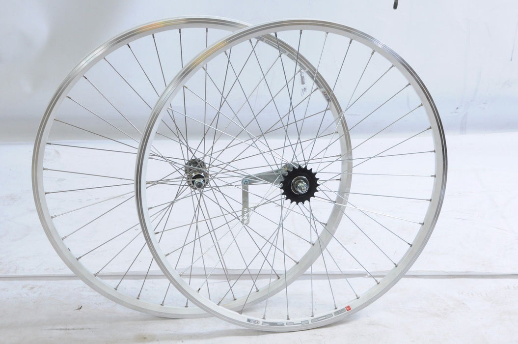 700c 622x19 ALLOY WHEELS PEDAL BACK COASTER BRAKE REAR HUB HYBRID BIKE WHITE RIM