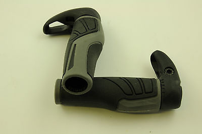 PAIR HERRMANS ADRENALIN LOCK ON BIKE HANDLEBAR GRIPS BLACK & GREY SALE 70% OFF