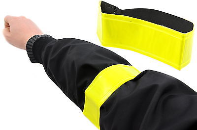 2 x 50mm WIDE HI VIZ YELLOW REFLECTIVE ARMBAND SAFETY CYCLING,JOGGING - Bankrupt Bike Parts