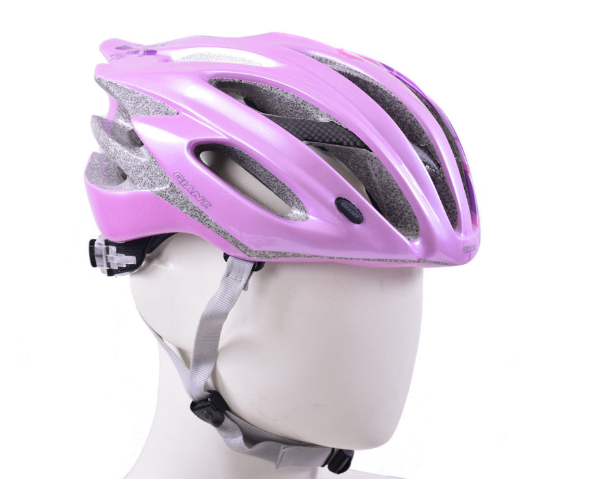 GIANT ARES BICYCLE HELMET CARBON CROWN SAFETY MEDIUM 54-58cm PINK FLOWERS