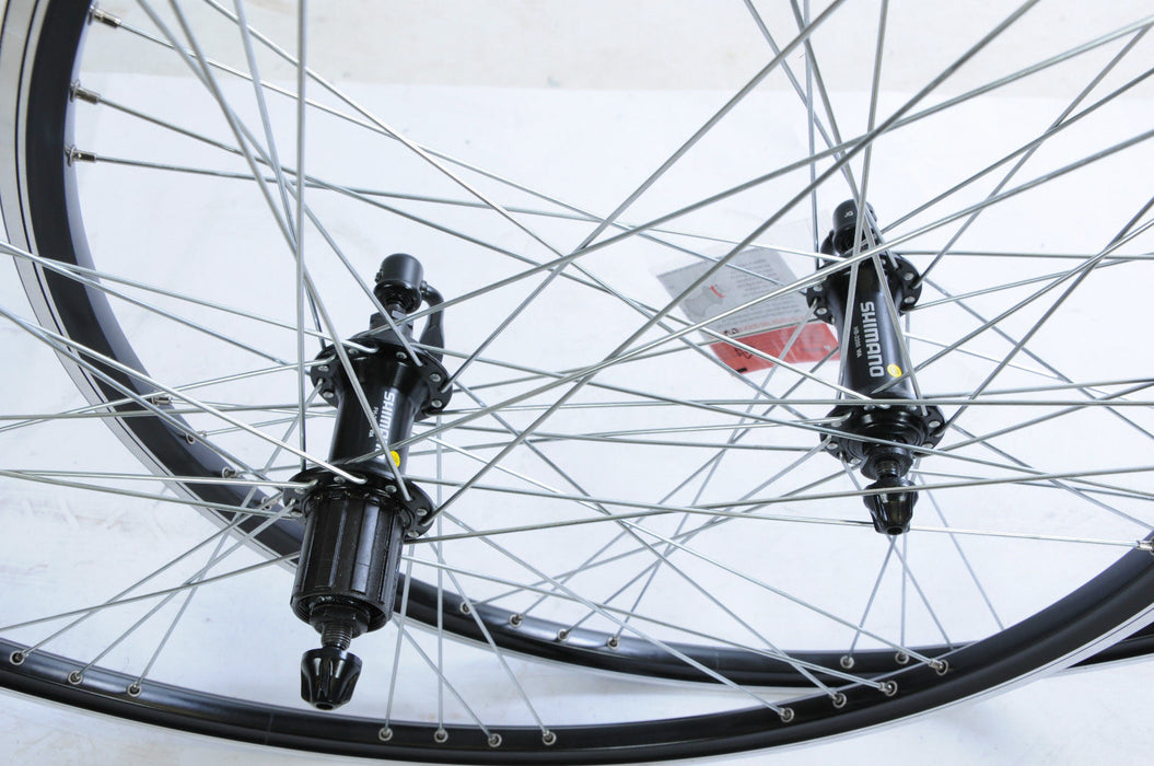 PAIR 700c 28” (622x19c) WHEELS SHIMANO 8-9 spd CASSETTE BLACK DEEP SECTION 8 x 4