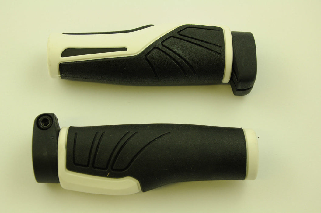 PAIR HERRMANS ADRENALIN LOCK ON BIKE HANDLEBAR GRIPS BLACK & WHITE SALE 70% OFF