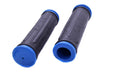 HERRMANS 120mm MTB-ALL BIKE HANDLEBAR GRIPS QUALITY SOFT BLACK BLUE ENDS - Bankrupt Bike Parts