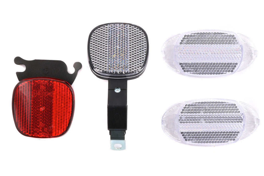 HERRMAN FULL BIKE REFLECTOR SET FRONT, REAR, BRACKETS ,WHEEL REFLECTORS SAFETY