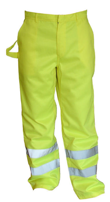 WOWOW HI VIZ FLUORESCENT YELLOW TROUSERS HEAVY DUTY WORK WEAR VARIOUS SIZES NOT WATERPROOF