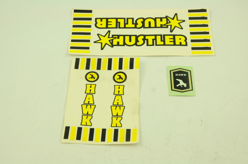 OLD SCHOOL HAWK HUSTLER BIKE TRANSFER-DECAL SET GENUINE 80’s MADE NEW OLD STOCK