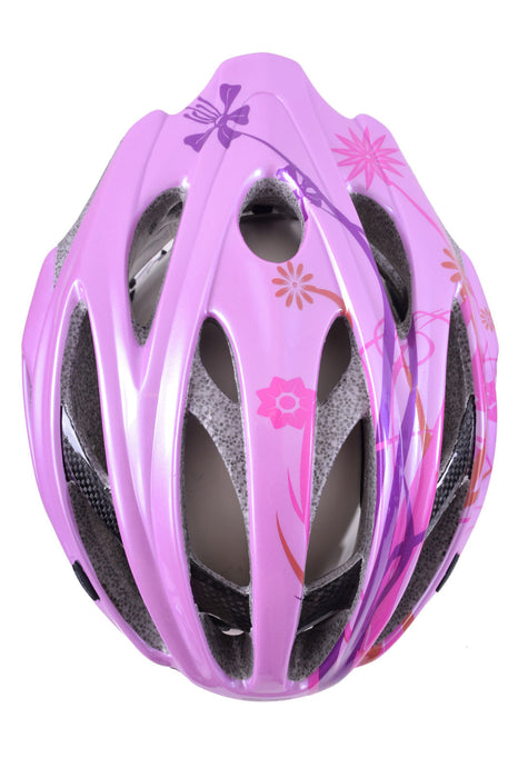 GIANT ARES BICYCLE HELMET CARBON CROWN SAFETY MEDIUM 54-58cm PINK FLOWERS