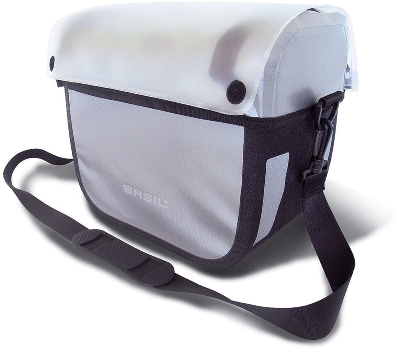 BASIL FOREST HANDLEBAR BAG 100% WATERPROOF WITH BasEasy BRACKET SILVER 7 LITRE