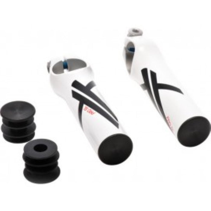 ULTRA LIGHT XLC PRO MTB WHITE BAR ENDS STRAIGHT WITH PLUGS ONLY 58 GRAMS! £10 OFF