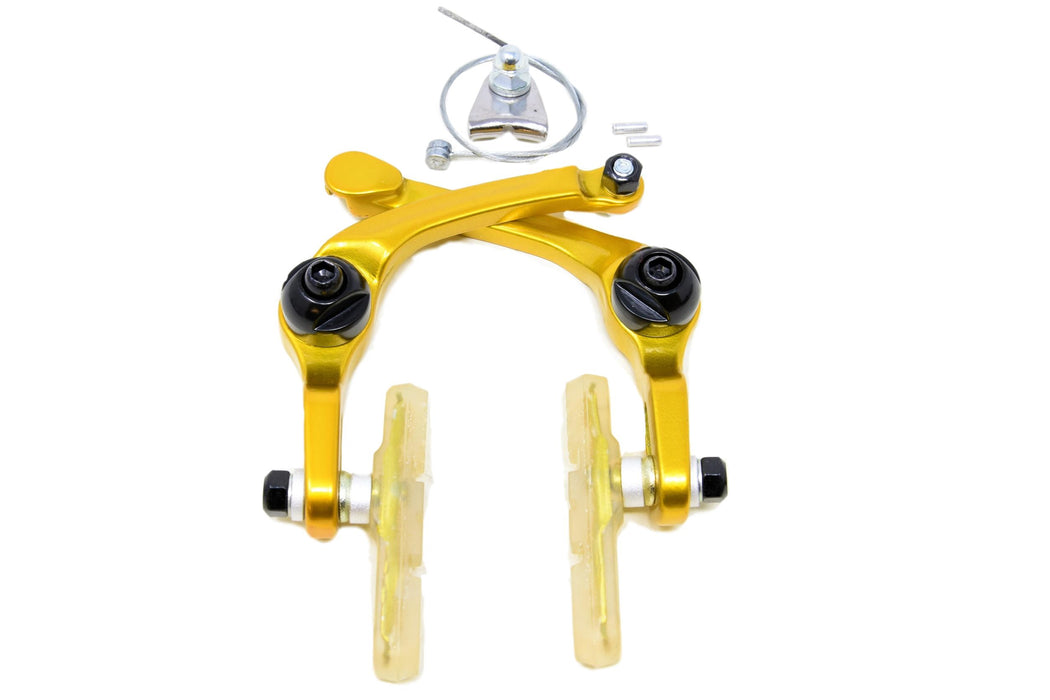 BMX Freestyler Bike Gold Alloy Rear U Brake Caliper Arm Set With Clear Pads UA890