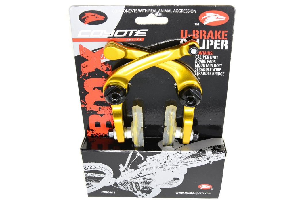 BMX Freestyler Bike Gold Alloy Rear U Brake Caliper Arm Set With Clear Pads UA890