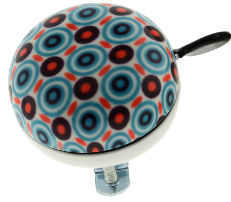 RETRO FUN COLOURED PATTERNED BICYCLE BELL 60mm PAINTED STEEL DING DONG BIKE BELL