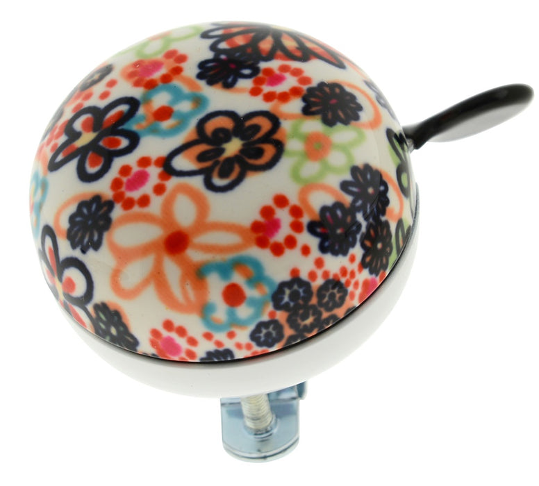 RETRO FUN COLOURED PATTERNED BICYCLE BELL 60mm PAINTED STEEL DING DONG BIKE BELL