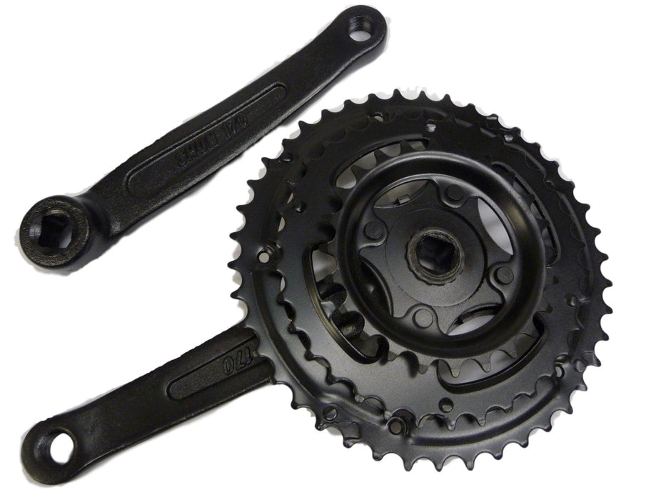 SHIMANO COMPATIBLE MTB HYBRID TRIPLE CHAINWHEEL SET 28-38-48Teeth 170mm CRANKSET BLACK