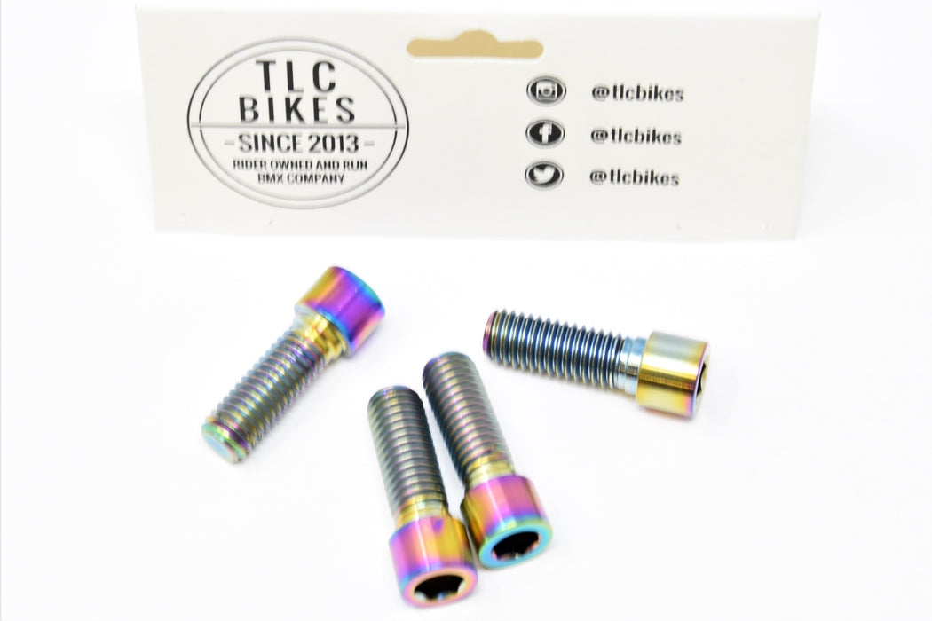 Set Of 4 TLC Primo Titanium BMX Crank Arm Pinch Bolts In Fantastic Rainbow Colours